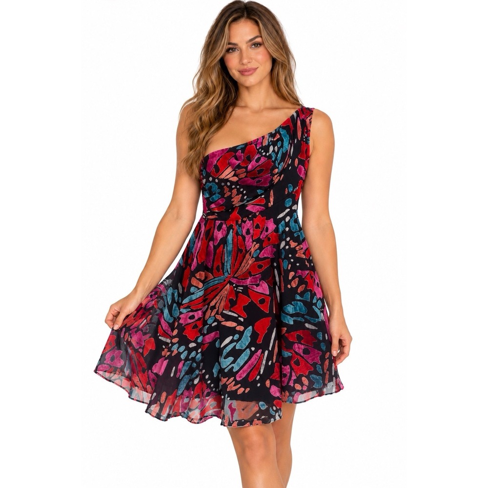 City Studio Size 15 One Shoulder Velvet Burnout Dress Y2K Whimsigoth Party